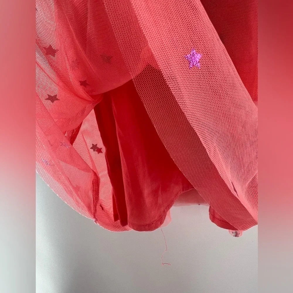 TUCKER & TATE TULLE CORAL STRAWBERRY SPARKLE STAR DRESS MADE IN INDIA